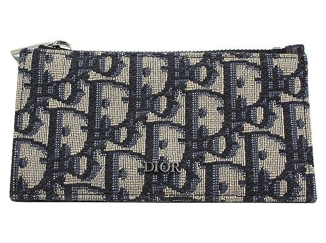 Dior Oblique Silver-tone Zipped Cardholder Silvery
