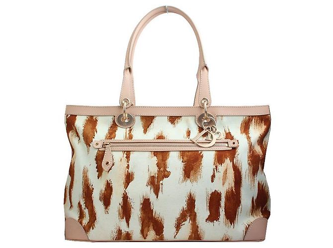 Dior Bolso de lona marrón con mancha Castaño