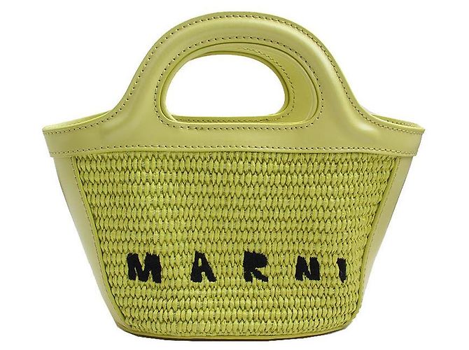 Marni Bolso cruzado mini de tela tejido lima Castaño