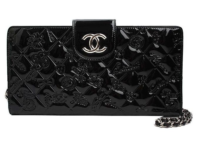 Chanel Mini borsa a tracolla iconica in vernice nera Nero
