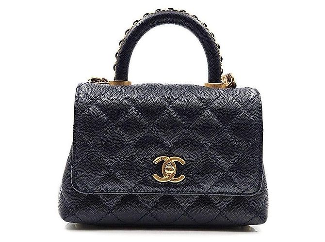 Chanel Mini borsa a catena Caviar Coco Handle Blu 