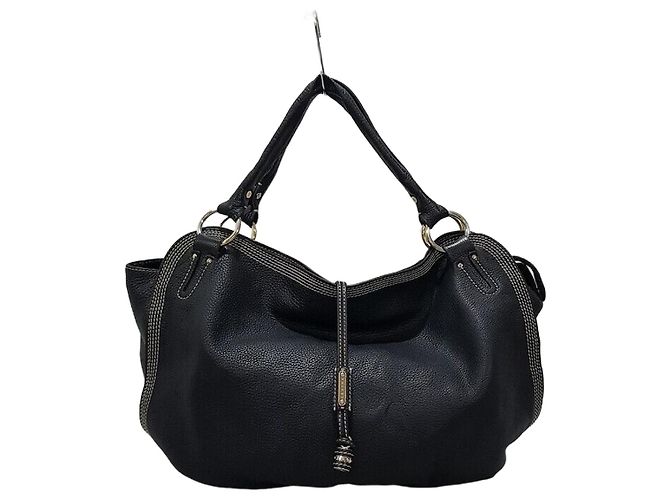 Céline Grande Borsa a Spalla in Pelle Nera Nero