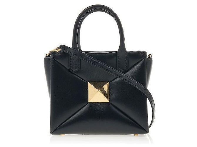Valentino One Stud Tote Shoulder Bag Small Black