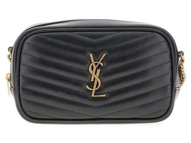 Saint Laurent Borsa a tracolla mini trapuntata con monogramma nera Nero