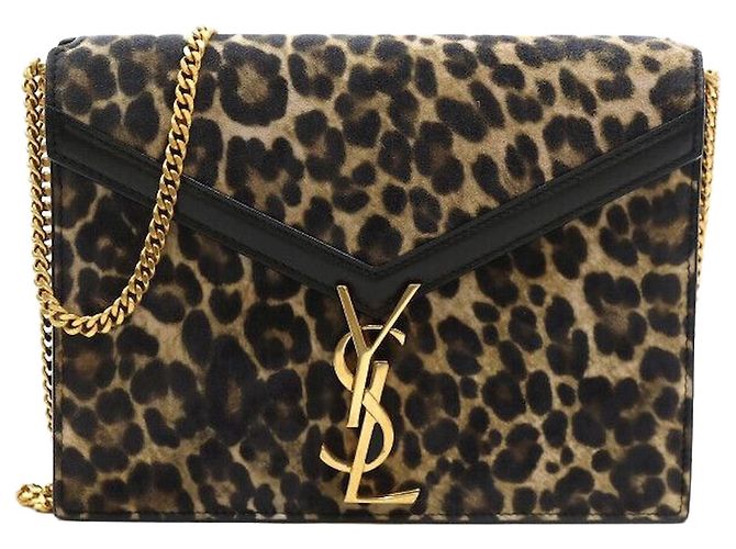 Saint Laurent Leopard Cassandra Envelope Chain Shoulder Bag Gold Multiple colors