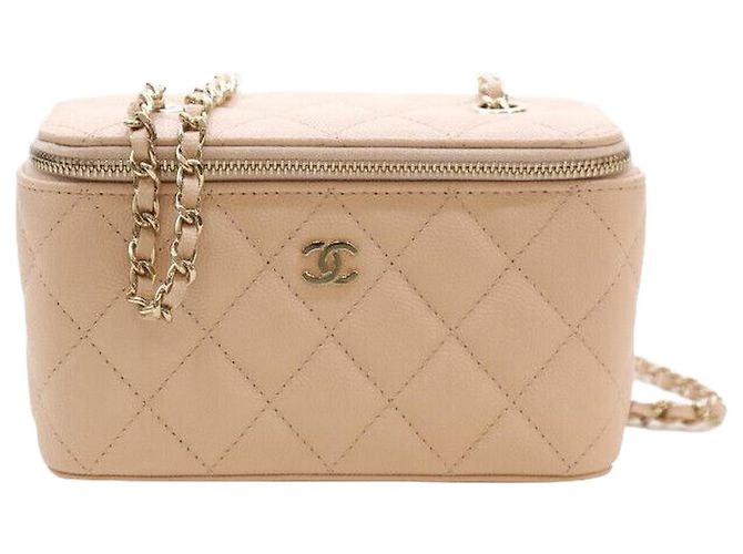 Vanity Chanel Mini borsa a tracolla a catena rosa per cosmetici