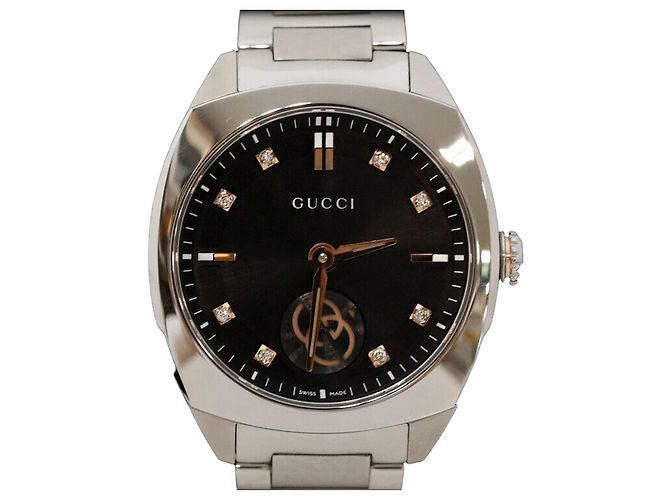 Gucci Diamante Negro de Aço Interligado Preto