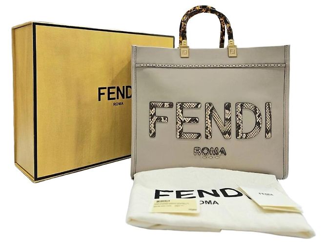 Fendi Sunshine Medium Dove Grey Tote and Shoulder Bag