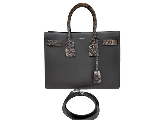 Saint Laurent Bolsa Tote Grey Sac De Jour Marrom