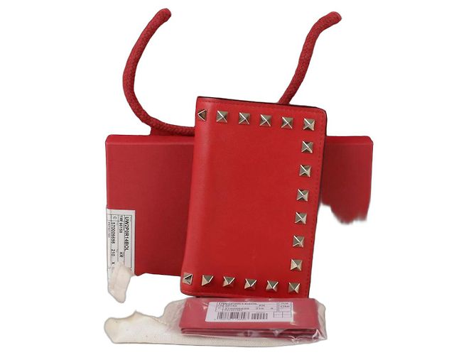 Valentino Rockstud Medium Wallet Red