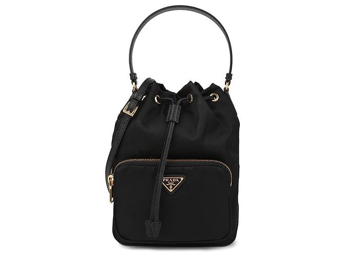 Prada Duet Nylon Eimer Tasche Schwarz 
