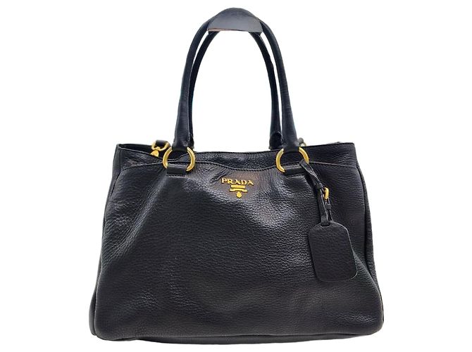 Prada Borsa Tote e Borsa a Spalla in Vitello Daino Nero