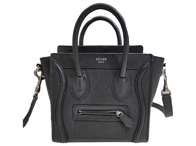 Luggage Céline Bolsa de ombro em couro de bezerro Nano Drum Preto