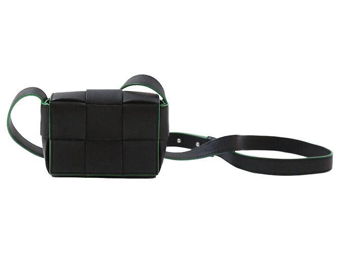 Bottega Veneta Mini bolsa de couro Candy Cassette preta Preto