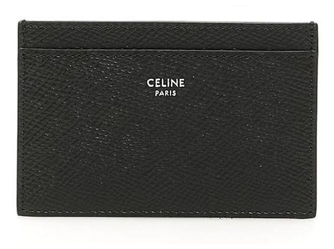Céline Logo Grain Large Card Holder Black