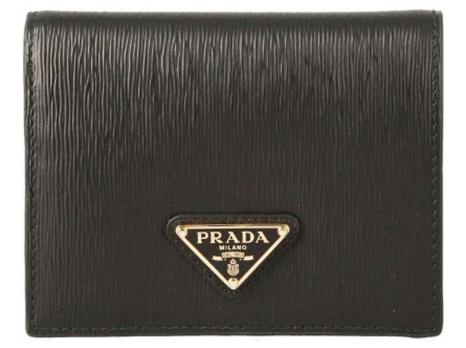 Prada Vitello Folding Wallet Black stamp: