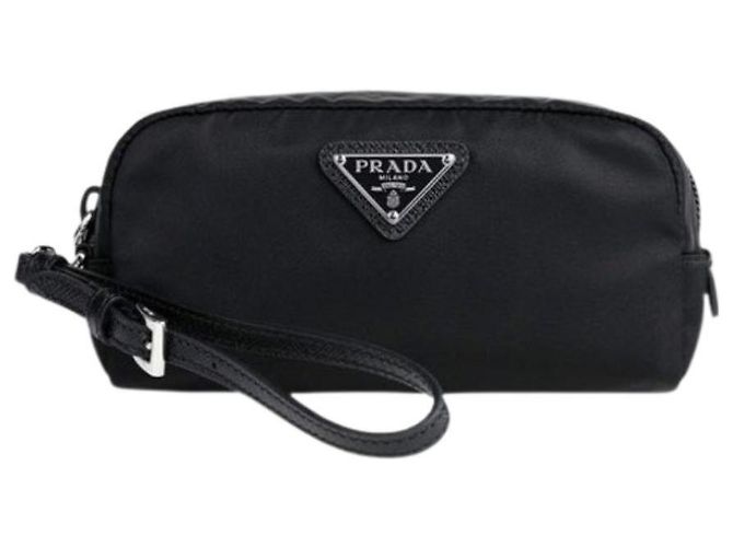 Prada Bolsa de nylon con logo triangular Negro 