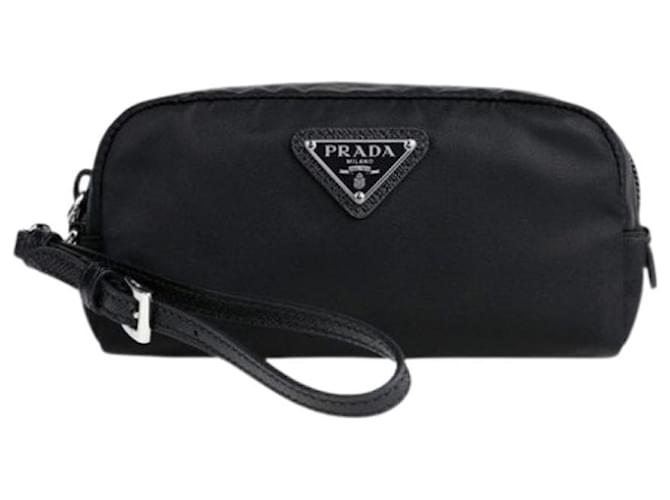 Prada Bolsa de nylon com logo triangular Preto