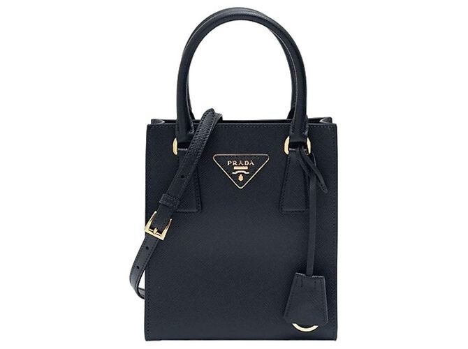 Prada Bolsa Tote Saffiano Preta com Logo Triangular Número do Produto: NZV Preto
