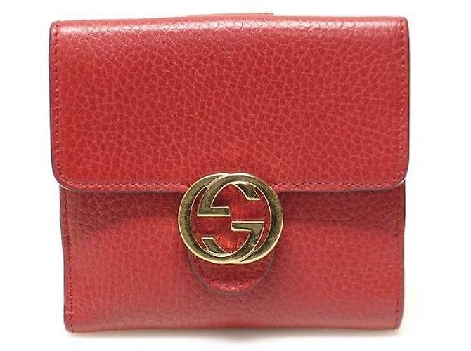 Gucci Interlocking Logo Flap Wallet in Red Leather