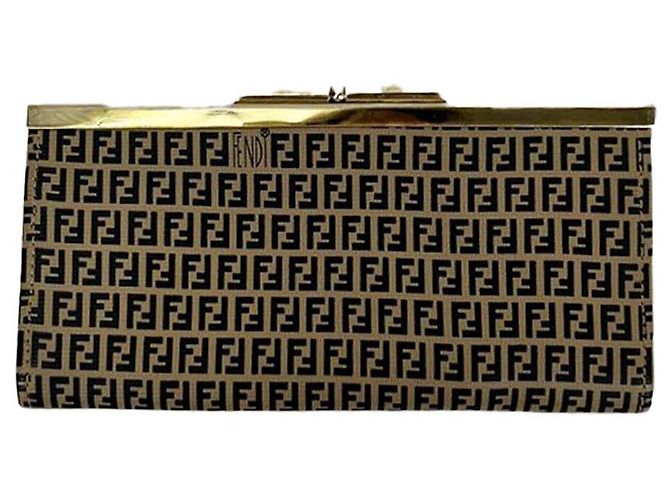 Fendi Clutch con logo FF Marrone 