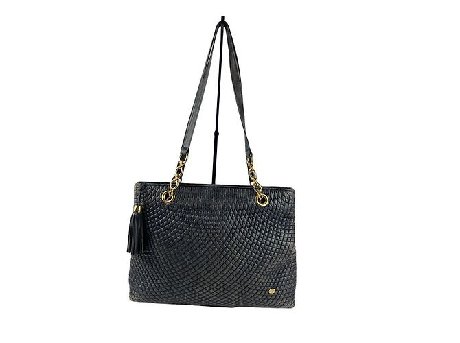 Bally Bolsa de ombro de couro matelassê com franjas e corrente Marrom