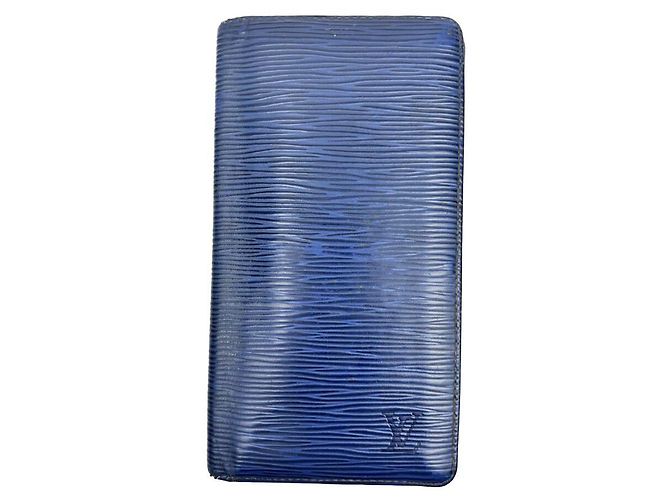 Louis Vuitton Cartera larga Brazza de cuero Epi azul marino