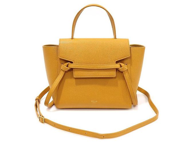 Belt Bag Céline Bolsa de cinto nano em couro de bezerro amarelo