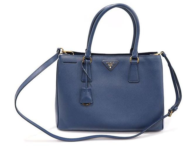 Prada Logo Triangle Or Saffiano Lux Bleu
