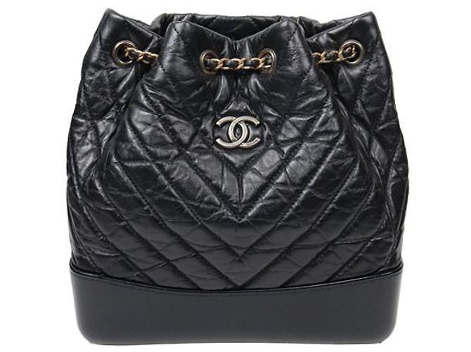 Chanel Black Chevron Gabrielle Backpack