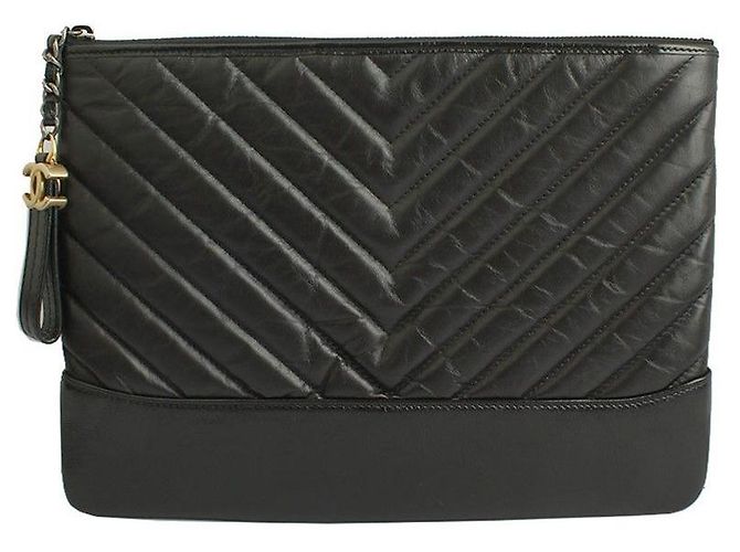 Chanel Vintage Gabrielle Clutch Medium Schwarz