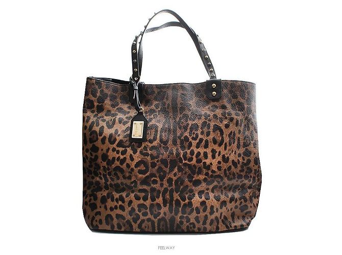 Dolce & Gabbana Gran Bolsa Shopper de Cuero con Estampado de Leopardo Multicolor