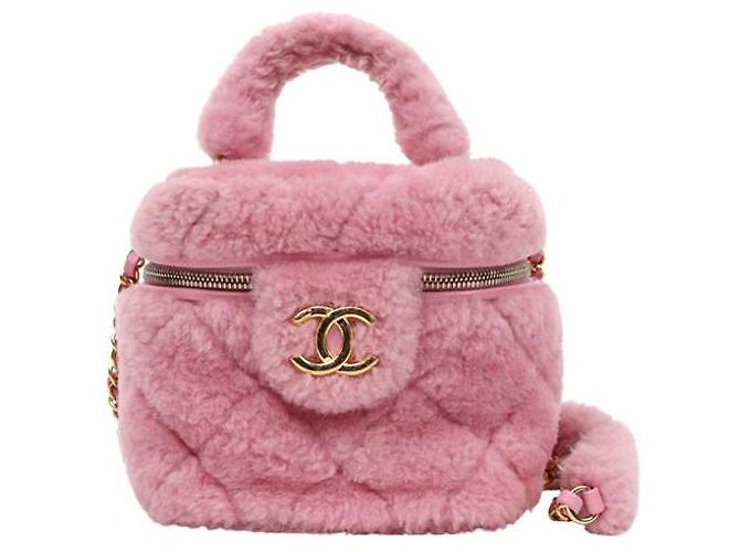 Chanel Rosa Shearling Vanity Tote Bag Pink