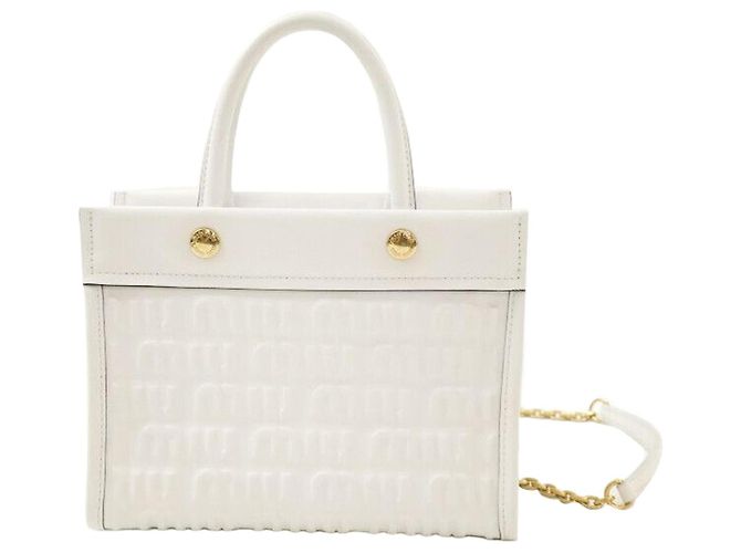 Miu Miu Bolso de hombro con logo bordado blanco