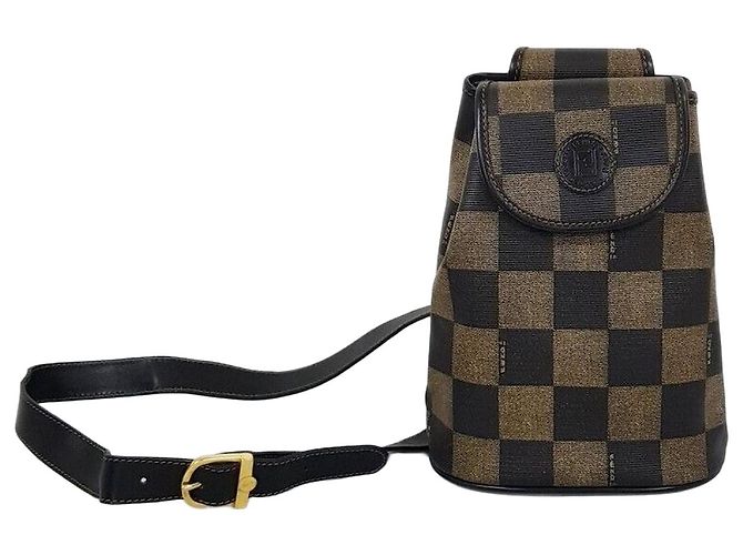 Fendi Vintage Peek Slingback Rucksack Schwarz