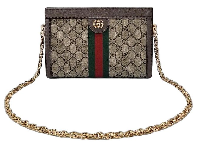 Borsa a tracolla Gucci Ophidia GG Small Chain Marrone