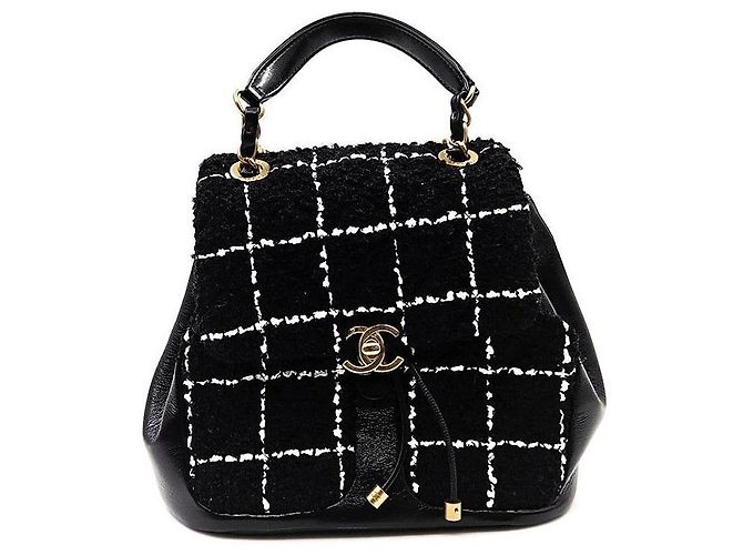 Chanel Wool Tweed Backpack Black