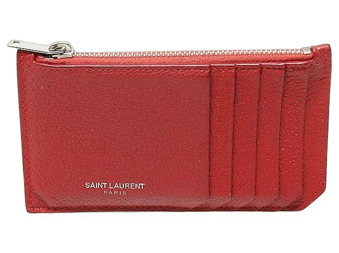 Saint Laurent Red Pragmang Zipper Card Case