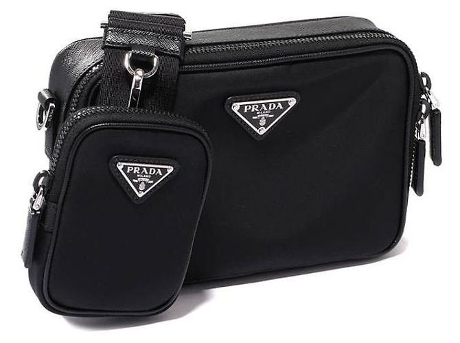 Prada Bolsa transversal com logo triangular Preto