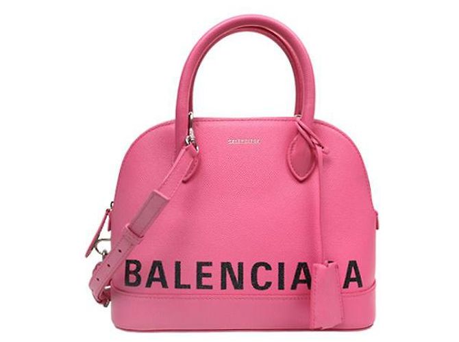 Balenciaga Bolsa de ombro em couro rosa com aba superior