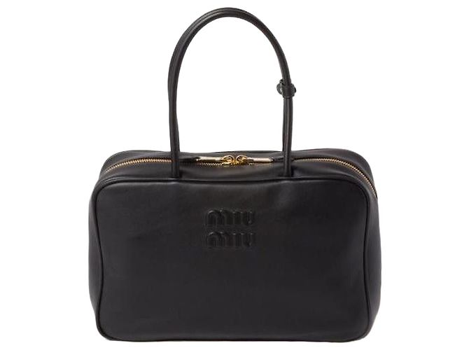 Miu Miu Bolsa de Couro Grande com Laço Preto