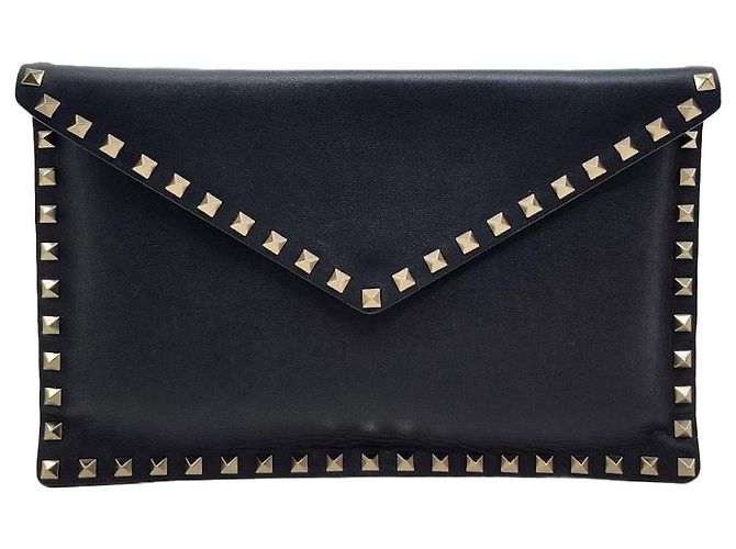Valentino Bolsa Clutch Envelope Rockstud Preto