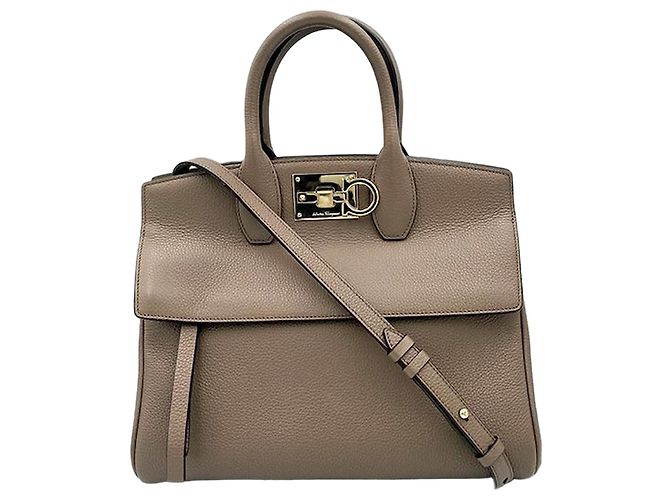 Salvatore Ferragamo Bolsa Tote Pequena Brown Studio Marrom
