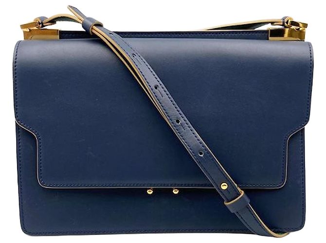 Marni Navy Kalbsleder Umhängetasche Blau