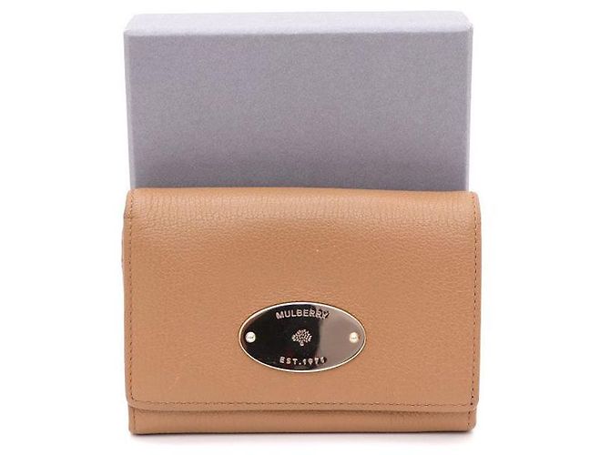 Mulberry Carteira compacta de couro com pérolas francesas Marrom