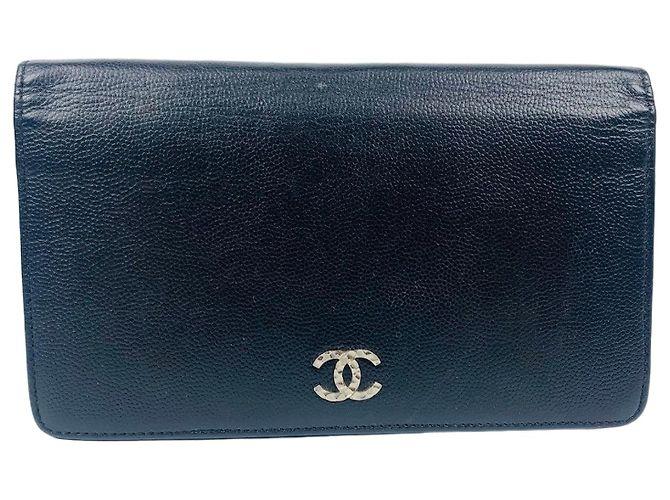 Cartera larga Chanel Serie Plata Coco Negra Negro