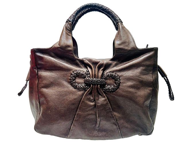 Salvatore Ferragamo Ferragamo Gancini Leder Tote Bag Braun