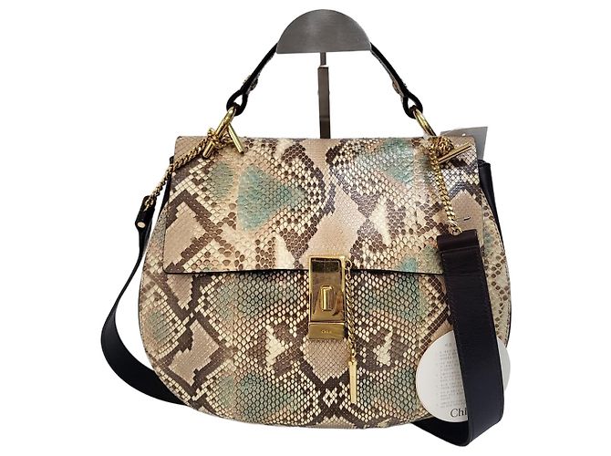 Chloé Bolsa tote e de ombro média em tom dourado Python Drew
