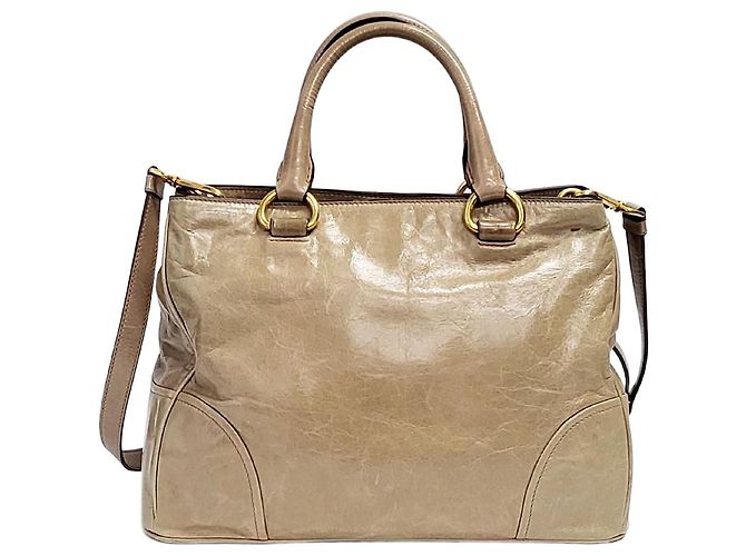 Prada Bolso Tote Vitello Shine Gold Castaño
