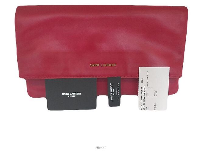 Saint Laurent Nova Bolsa Clutch Dobrável com Aba Vermelho